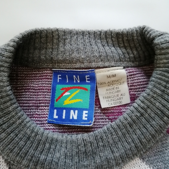 Fine Line Vintage Grey Sweater Medium - Picture 4 of 7